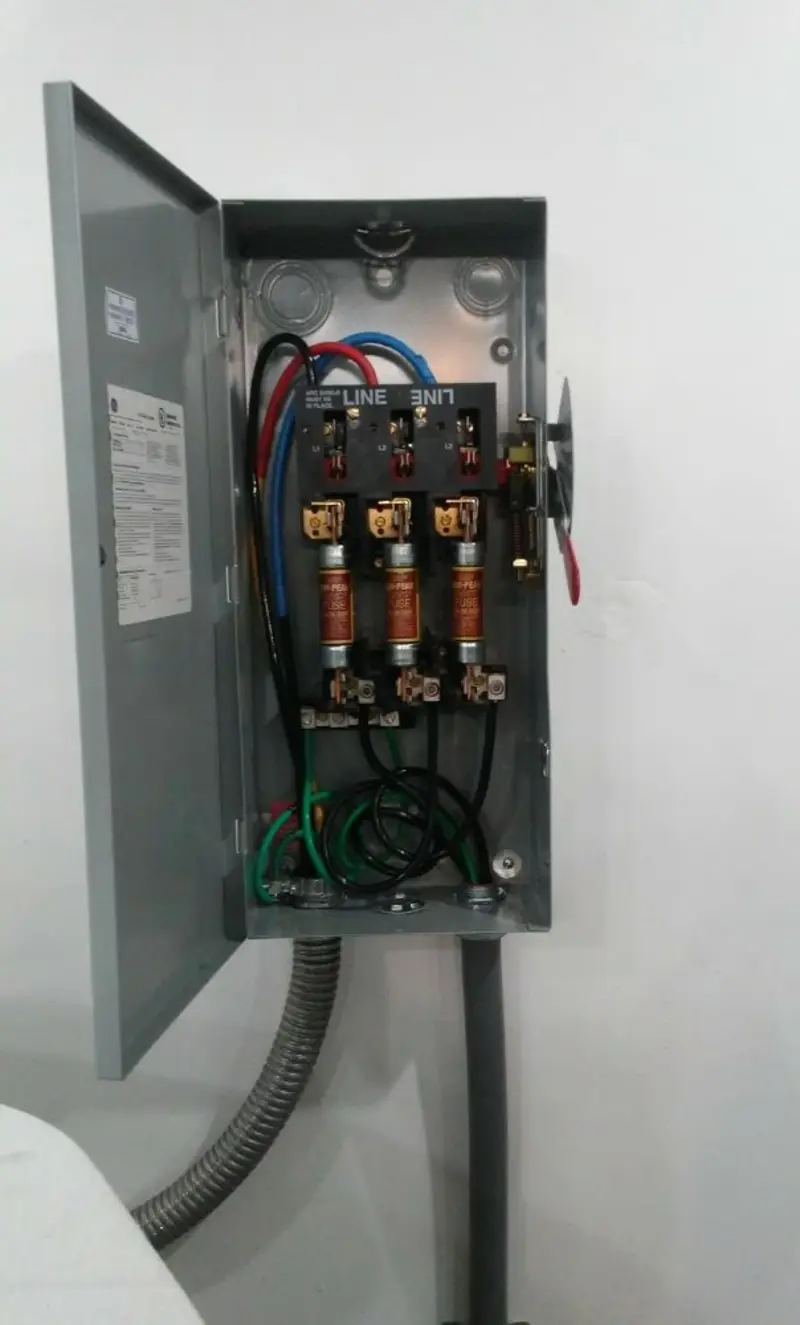Three-phase disconnect switch installed for Smoke Detector Installation in Nanticoke